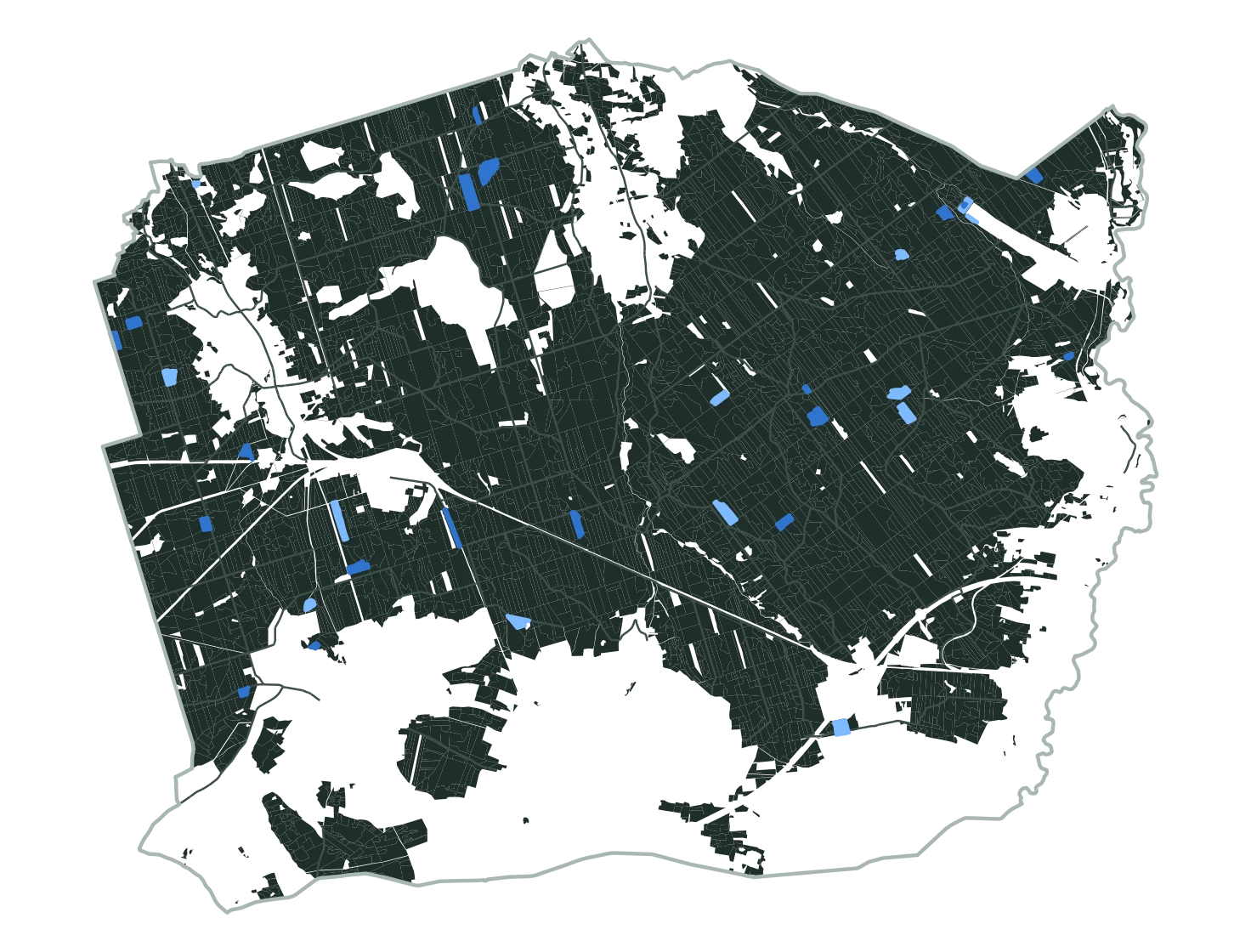 Mapa Nadleśnictwa Węgliniec z wydzieleniami, w których wykryto zmianę pokrywy w 2025 i 2026 roku